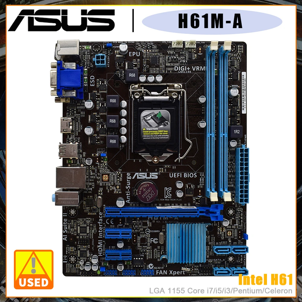 ASUS H61M-E Motherboard LGA 1155 Socket Intel H61 Chipset DDR3 16GB ...