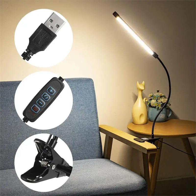

Desk Lamp Clip On Light LED Folding Metal Table Lamp 3 Color Modes Clamp Desk Lamp For Bedroom Reading Computers Lighting
