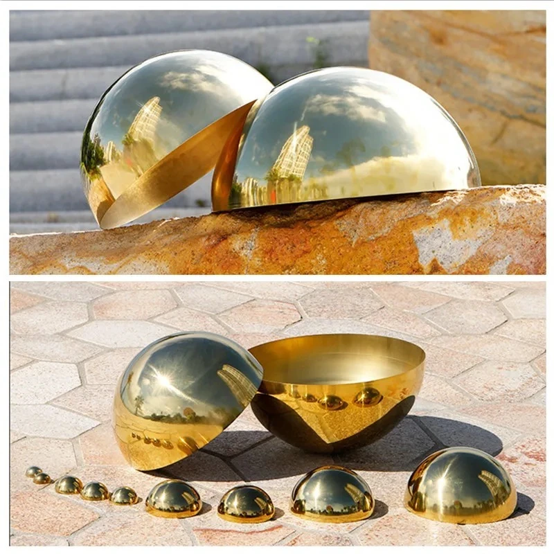 Dia 19-300mm 304 Stainless Steel Hollow Ball Golden 1.0mm Titanium Gold Metal Hollow Ball Golden Mirror Surface Decorative Ball
