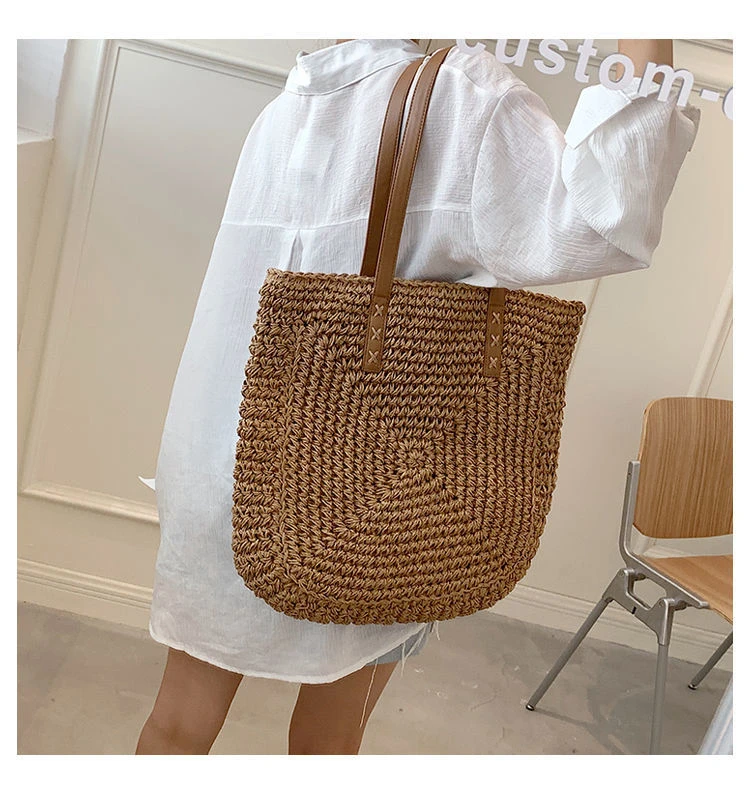 Summer Woven Women's Bag Large Capacity Straw Woman Shopper Beach Handmade Design Handbags For Women Fashion Female Shoulder Bag