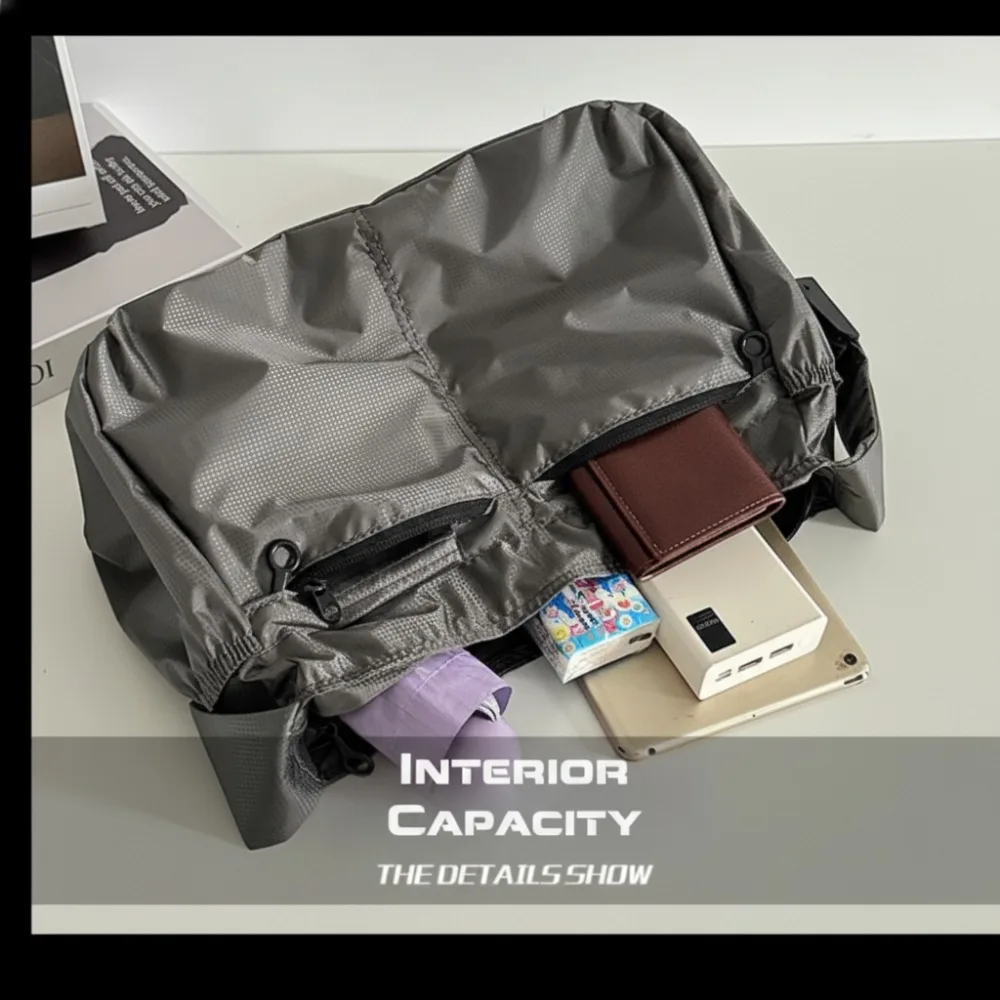 Vielseitige tragbare Umhängetasche, einfarbig, große Kapazität, Messenger-Tasche, glattes Oxford-Gewebe, wasserdichte Umhängetasche, Unisex – Detail 8