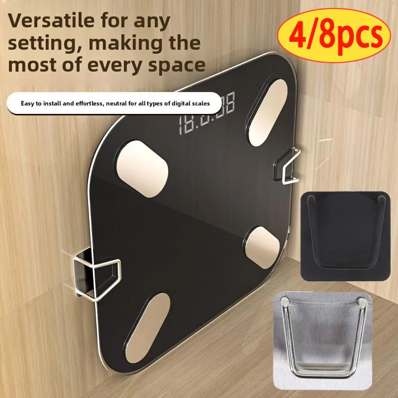 Wall-Mounted Scale Storage Rack - No-Trace Adhesive Bracket, Space ...