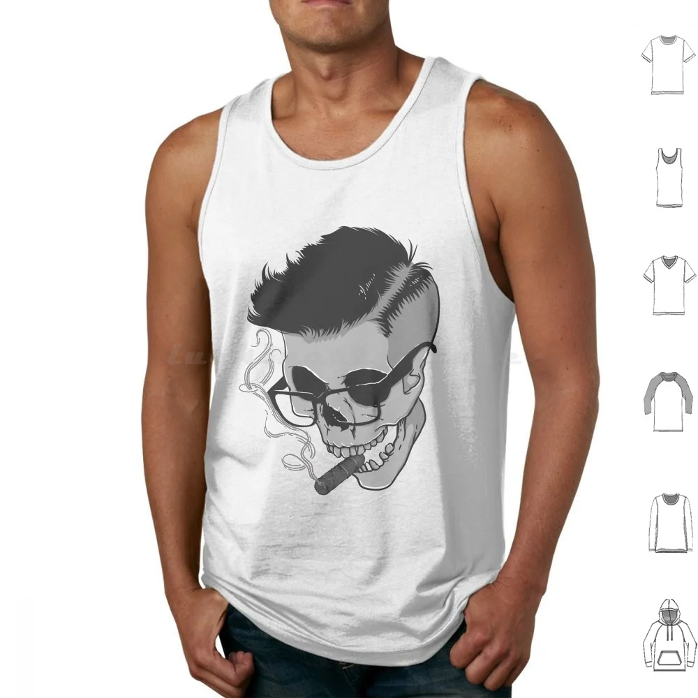 

Funny Mohawk Skull Smoking Cigars Design For Men And Women Tank Tops Vest Sleeveless Cigars Smoke Smoking Cigarette Mohawk