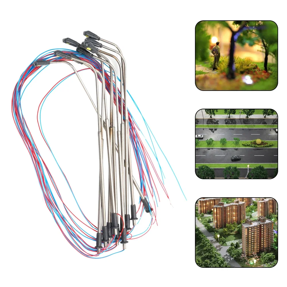 10pcs 1:150 Model Railway Train Lamp Post Street Advertising Lights 3V LED DIY Lamppost Layout Diorama Sand Table Landscape