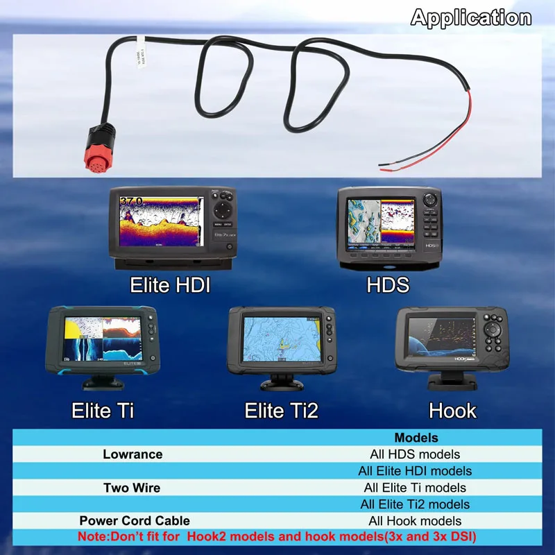 000-14041-001 HDS/Elite/Hook Power Cable Replacement, 3 Foot, 2-Wire Power Only Fits for Lowrance HDS, Elite FS/Ti2, Hook, Mark