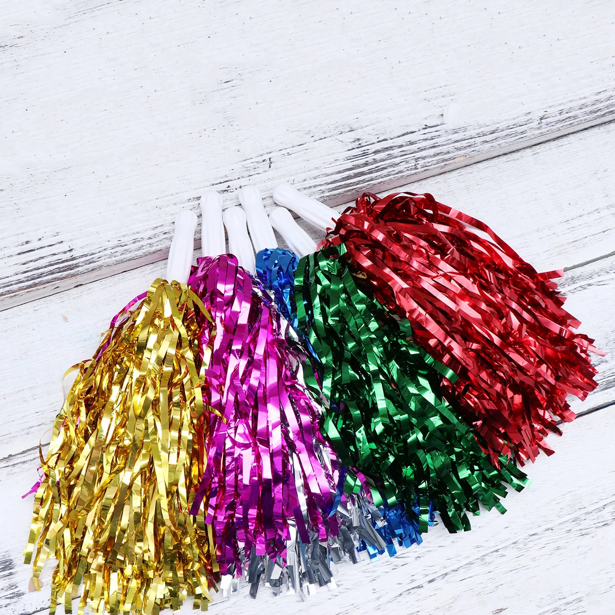 

12pcs cheerleading poms squad spirited pom with handle for sports game events dance cheer prop football club party decor