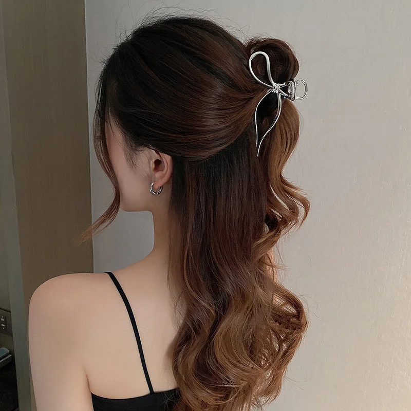Luxus Aushöhlen Metall Haar Klaue Für Frauen Mädchen Geometrische Haar Krabbe Weibliche Vintage Bowknot Fangen Clip Mode Haar Zubehör – Detail 1