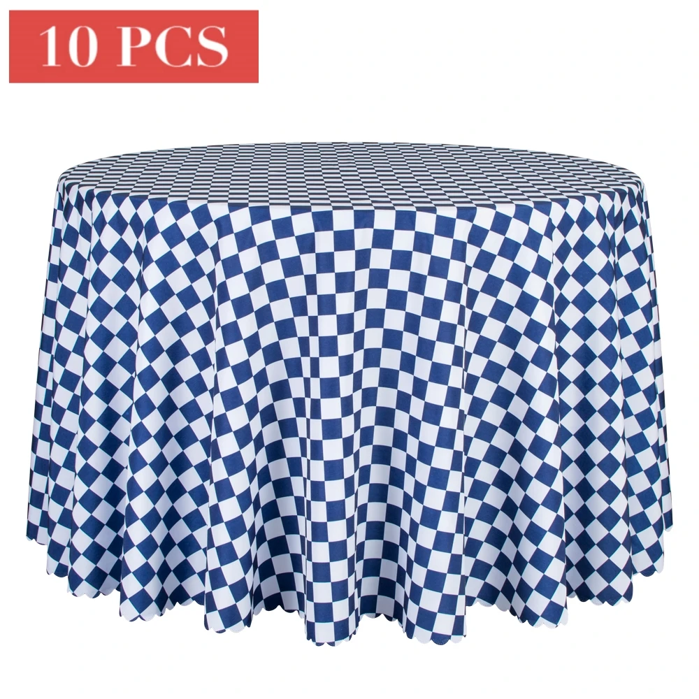 

10PCS Decor Poly Plaid Printed Round Tablecloth Hotel Party Outdoor Wedding Table Covers Square Dining Table Cloths Wholesale