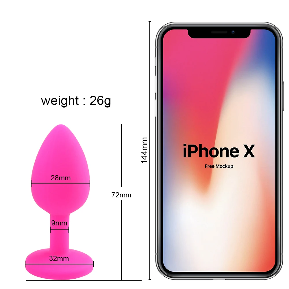 3 Sizes 100% Waterproof Silicone Anal Plug with Diamond Unisex Plug S/M/L Adult Sex Toy