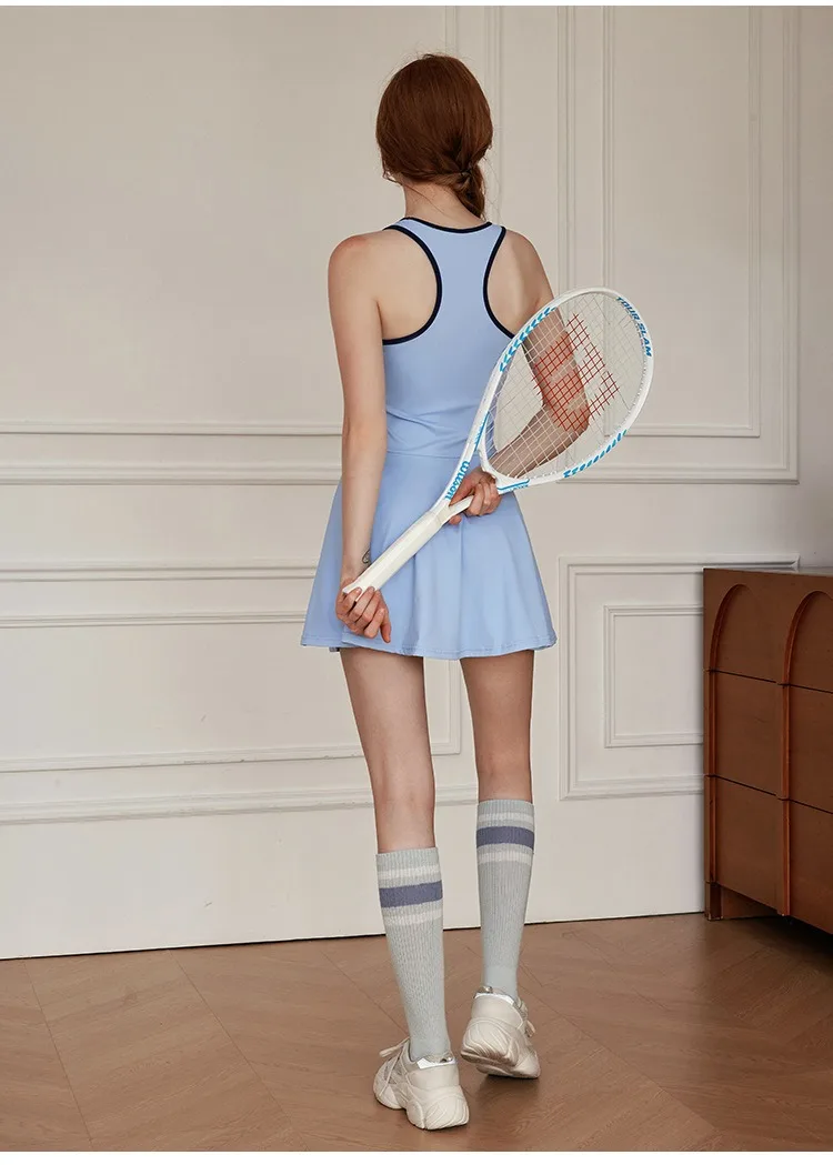 Women Tennis Dress Build In Fixed Bra&Shorts Clashing Color Golf Dress For Workout Exercise Skirt Soft Stretchy Athletic Dresses