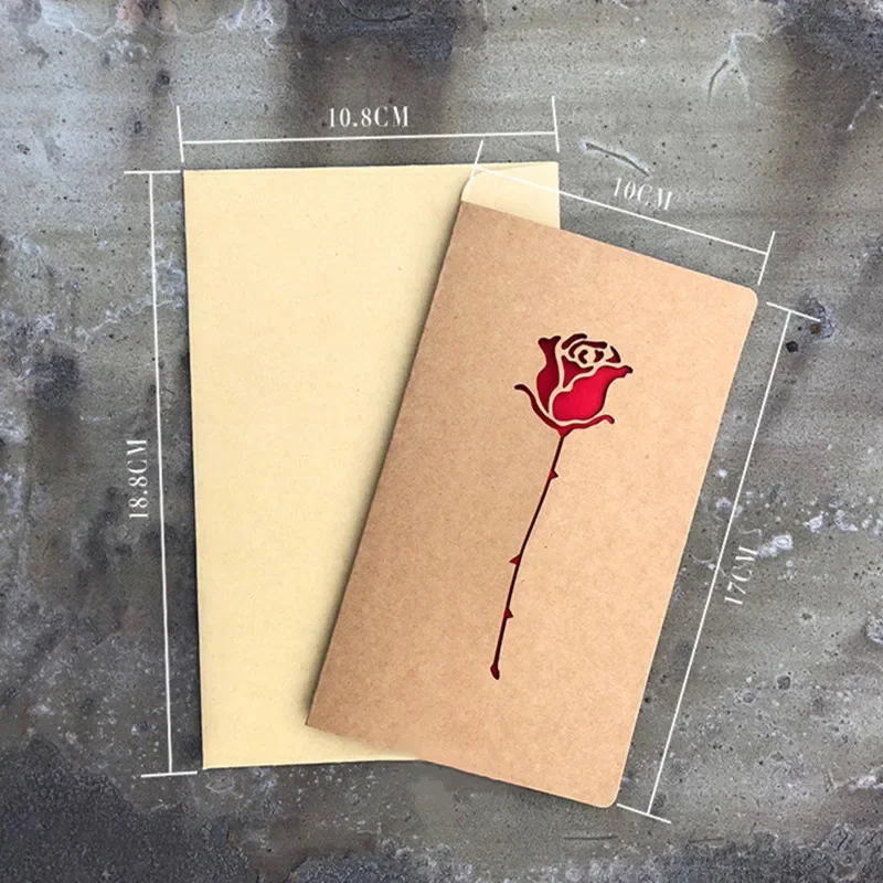 1pcs of Hollow Valentine's Day Mother's Day Greeting Card / Kraft Paper Card Holiday Cards Birthday Cards Blessing Gift Card