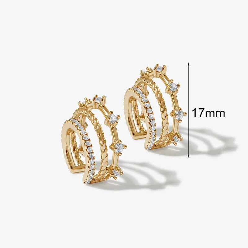 Crmya Classic Earrings for Women Zirconia Gold-plated Ear Cuff Stud Hoop Earrings Women Party Jewelry Accessories Wholesale - Image 6