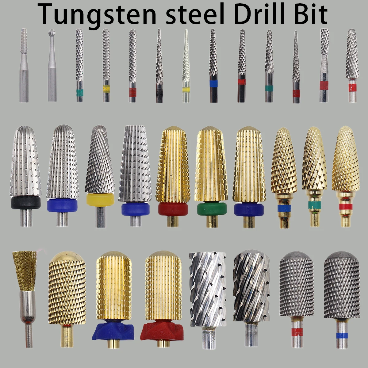 1pcs 60 Types Tungsten Carbide Nail Drill Bit Electric Nail Mills Cutter for Manicure Machine Nail Files Accessories