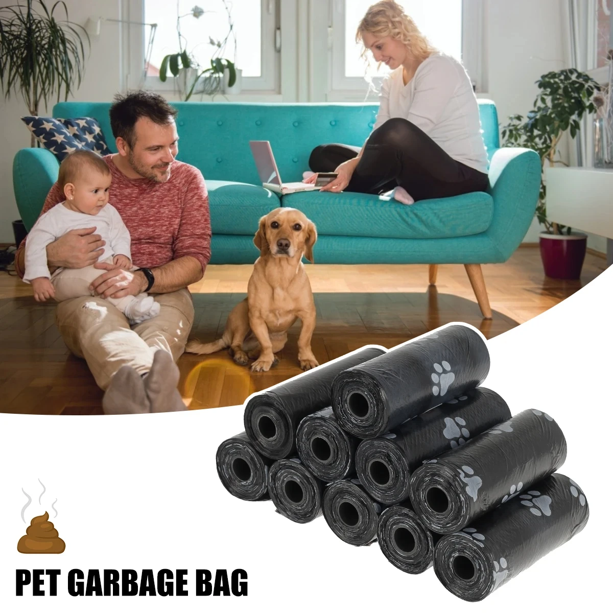 Dog Poop Bags Disposable Pet Waste Bags Dog Waste Design Pet Poop Clean Pick Up Bone Bag Dispenser Tools 30 Roll pet poop bags dog poop bags