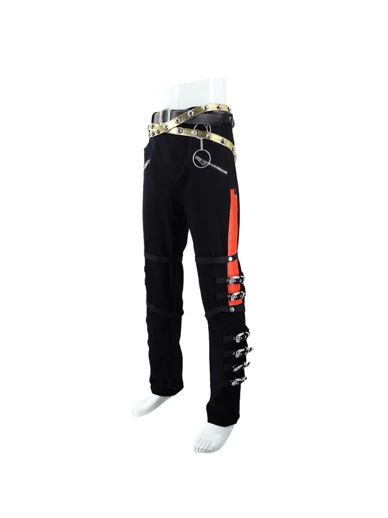 Costumes for Role Play Michael Jackson BAD Tour Pants Trousers in Black with Buckle Handmade