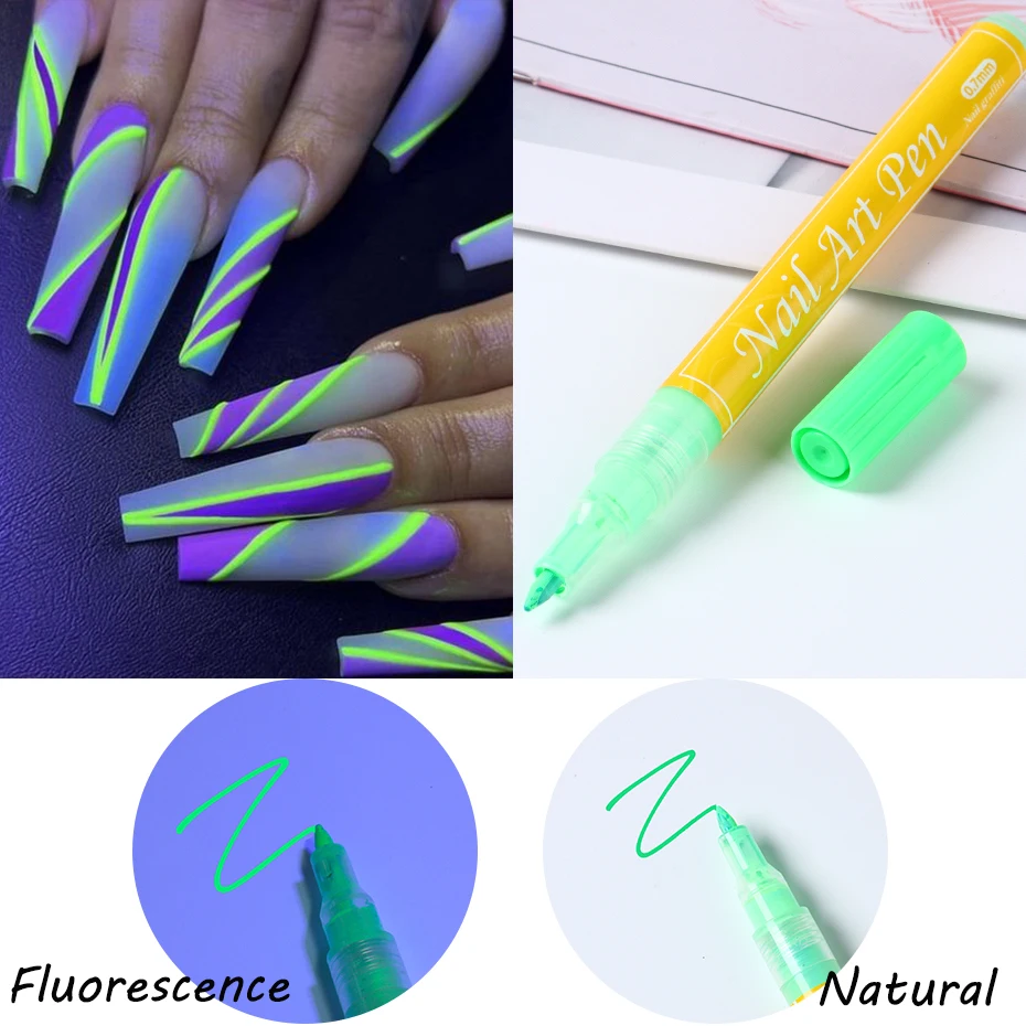 Natural Nails Nail Paint Gel Pen Fluorescence Nail Art Drawing