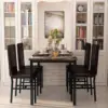 NEW5 Piece Dining Table Set for 4,Faux Marble Kitchen Table and Chairs for 4, Dining Room Table Set with Chairs, Brown 4