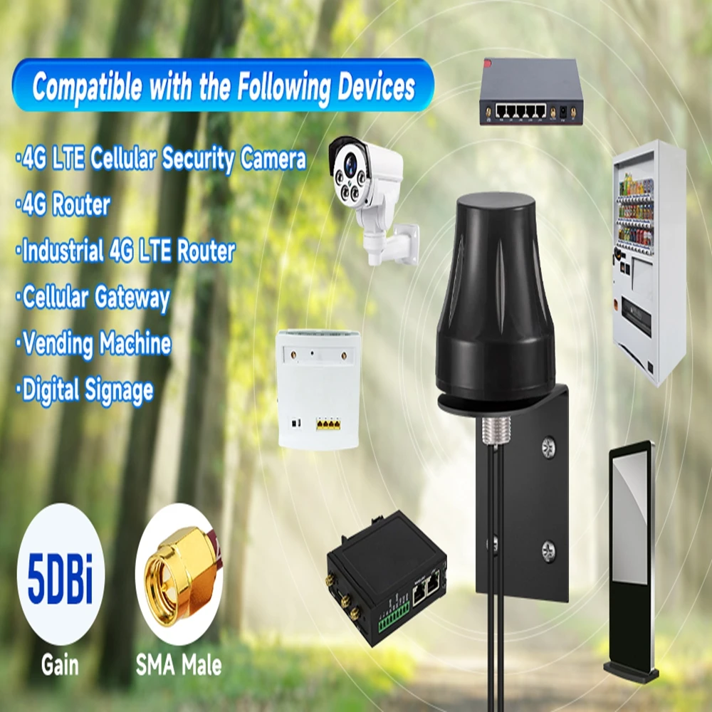 Outdoor Antenna 3dbi 4G LTE MIMO SMA Male For CPE Router