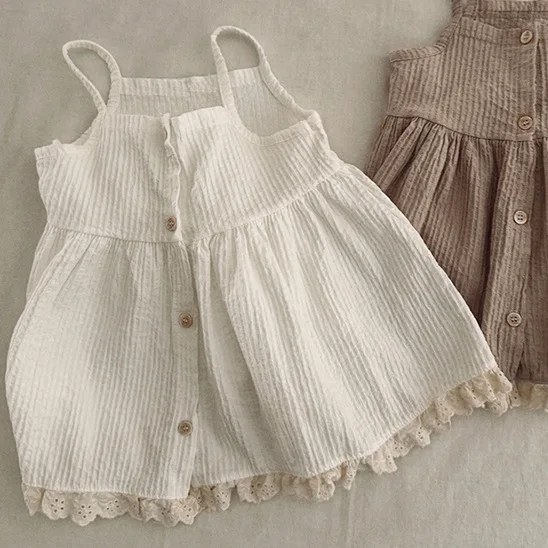 2025 Summer New Girls Sleeveless Sling Dress Solid Kids Casual Dress Cotton Baby Girl Lace Princess Dress Children Clothes 5 2025 Summer New Girls Sleeveless Sling Dress Solid Kids Casual Dress Cotton Baby Girl Lace Princess Dress Children Clothes - Image 5