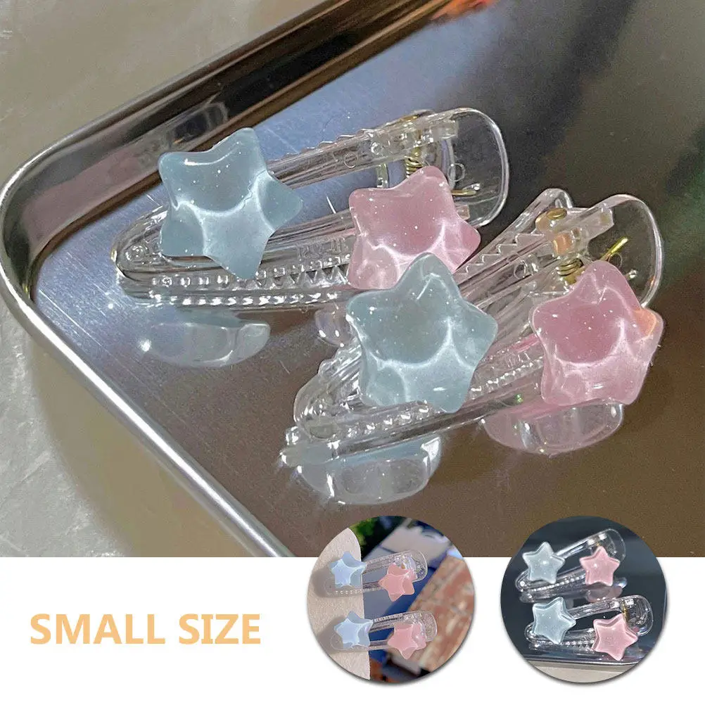 4Pcs 스타 헤어 클립 여자를위한 수지 귀여운 작은 머리핀 여자 경량 피부 친화적 인 앞머리 클립 세련된 헤어 액세서리