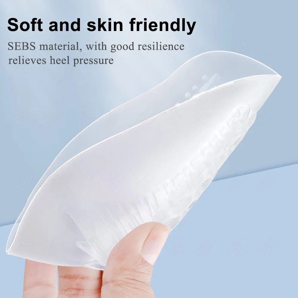 Weiche Silikon-Gel-Einlegesohlen für Fersenspornschmerzen, Fußschmerzen, Kissen lindern, Fußmassagegerät, Pflege, halbe Fersen-Einlegesohle, Höhenerhöhung – Detail 3