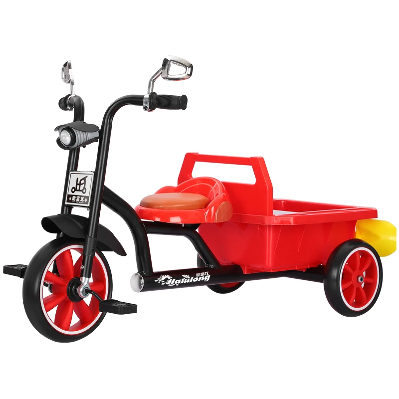 

Children's tricycle double with back bucket, rear basket, baby bicycle, 2-3-6 years old stroller, double toys can bring people