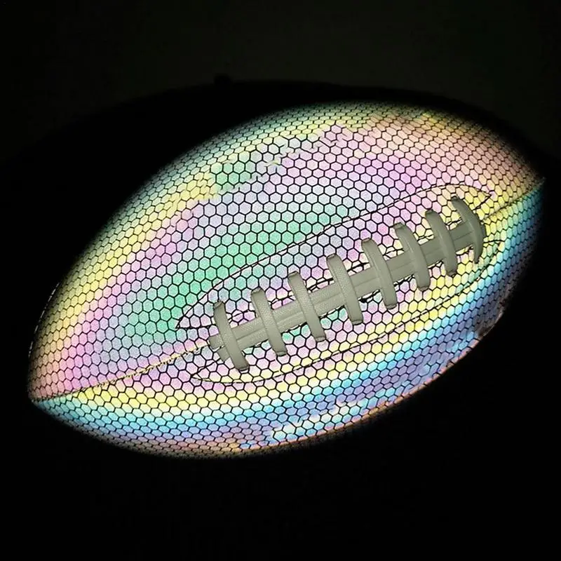Size 3/6/9 Reflective Rugby Ball Luminous Fluorescent Training Ball PU Leather American Standard for Match