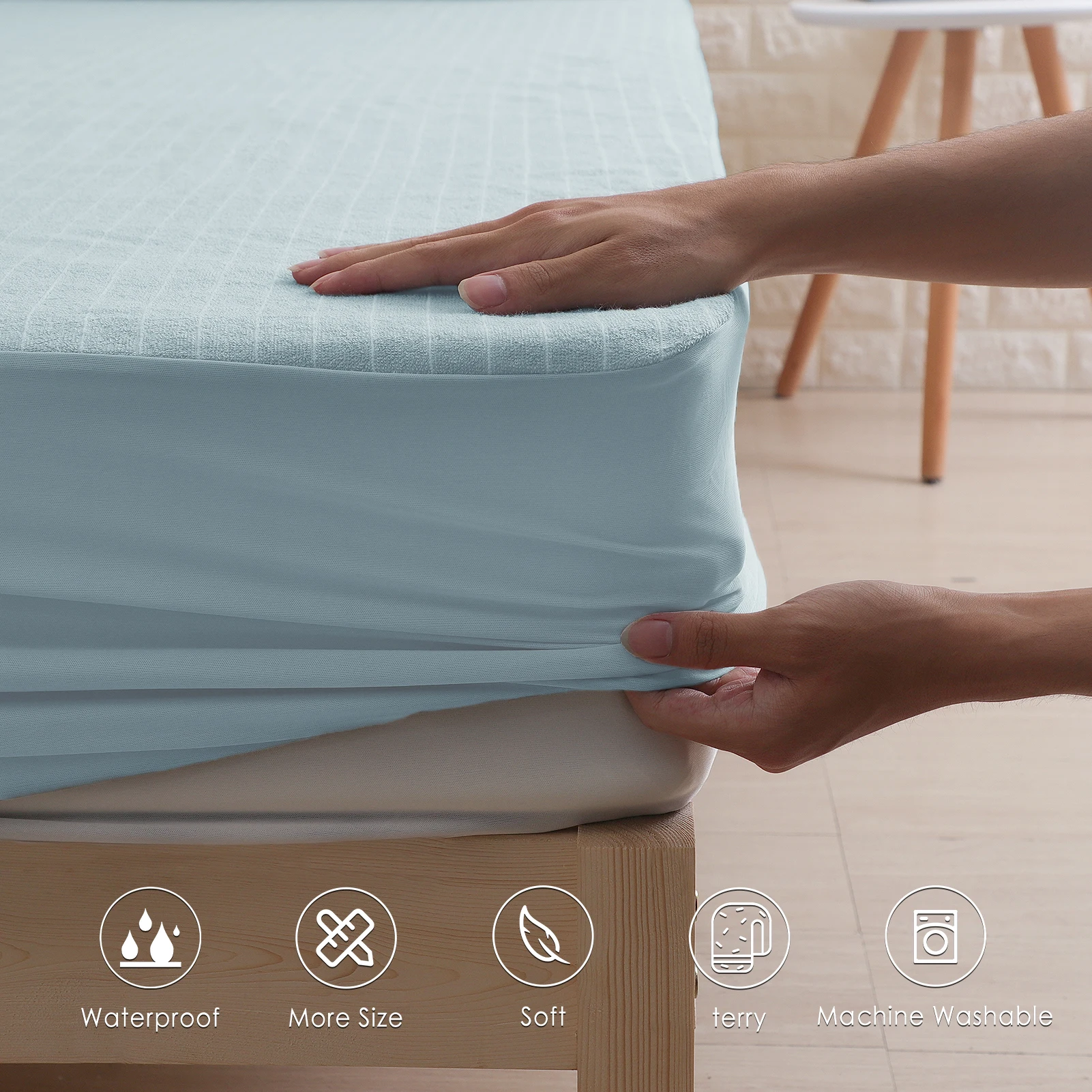 Terry Waterproof Mattress Protector Fit Sheet With Elastic Band Bed Sheet Breathable Mattress Cover 60x120cm