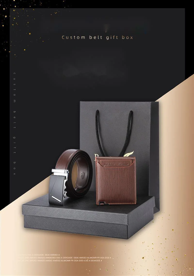 Neues Gürtel-Geschenk-Geldbörsen-Gürtel-Set, Unternehmensgeschenk, Herren-Echtleder, zweiteilig, Geschenkbox, Logo-Gürtel im Herren-Stil_voghion.com