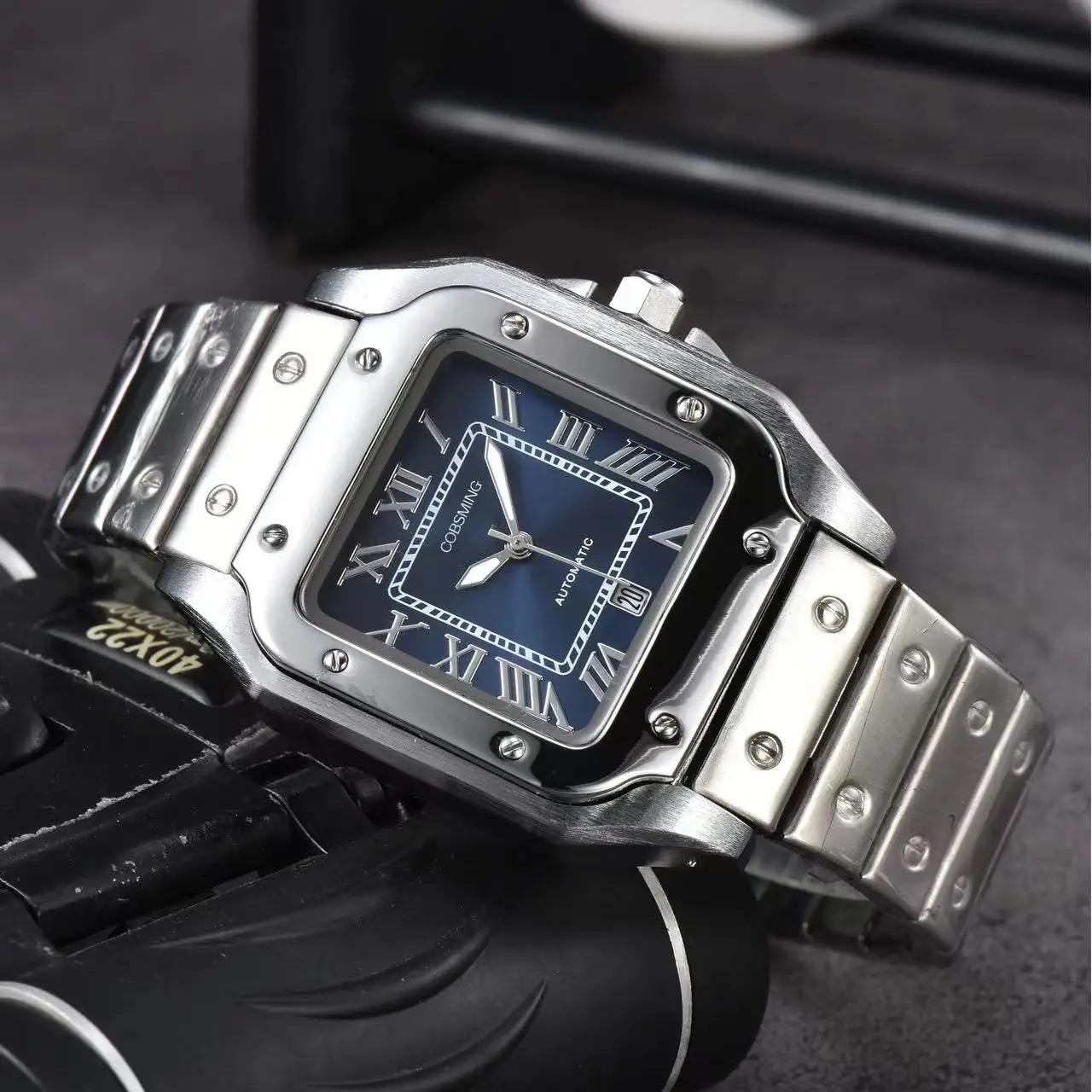 Top Custome Original Brand Luxury Watches For Men 39MM Square Dial Automatic Date Quartz Steel Strap Hottest Sale Male Clock