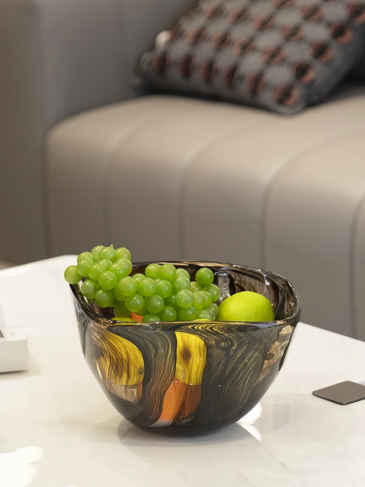 Luxury Art Glass Fruit Bowl High-End Living Room Coffee Table Contrast Storage Fruit Bowl Desktop Decorative Ornaments 3