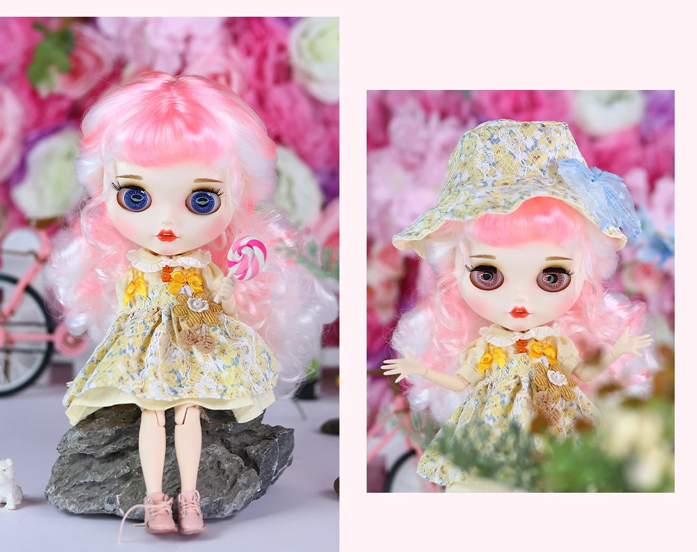 Edith – Premium Custom Neo Blythe Doll with Multi-Color Hair, White Skin & Matte Smiling Face 14