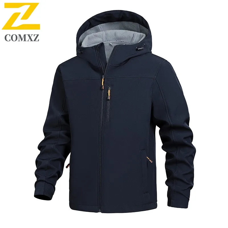 COMXZ Men Travel Jacket Cozy Outdoor Design Cold Resistant Coat High End Hooded Hiking Windproof Warmth Winter New Clothing