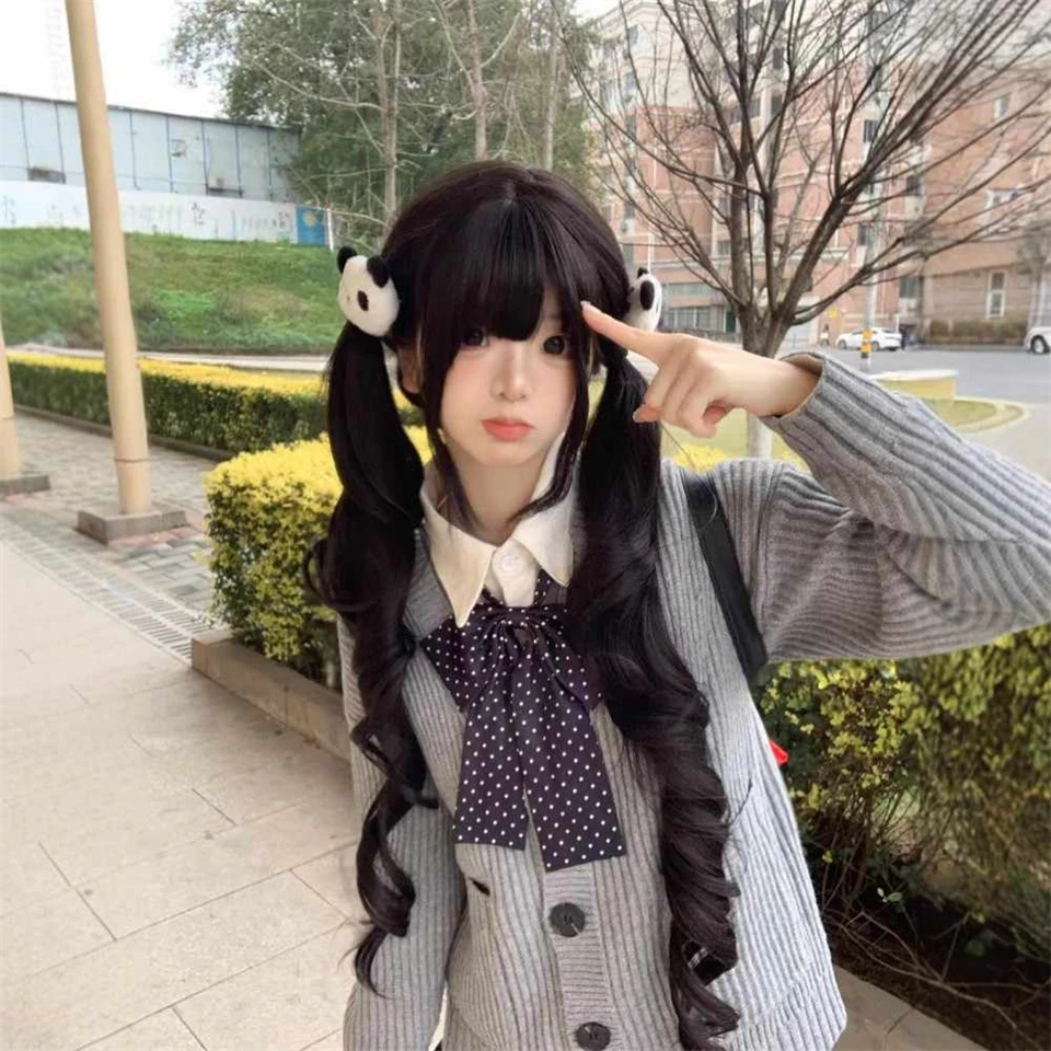 Brown Wavy Synthetic Hair Wig for Women with Bangs