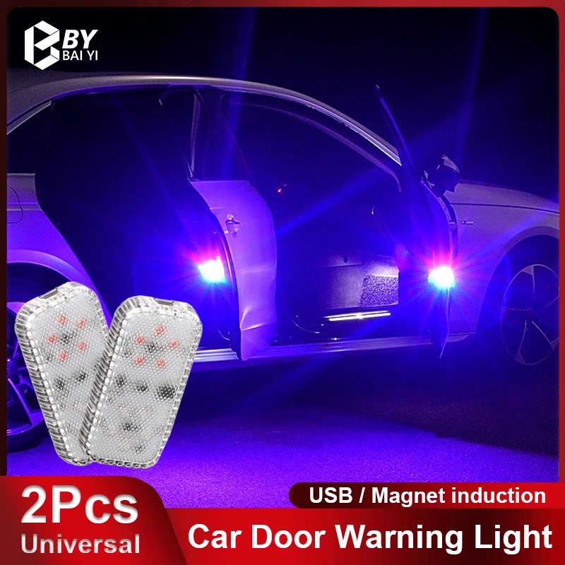 2Pcs Car Door Lights Universal LED Safety Warning Lights Anti collision