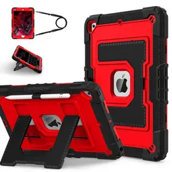 Durable Dual - Layer Silicone and PC Protective Case - iPad 7th 8th 9th Gen (Black and red)