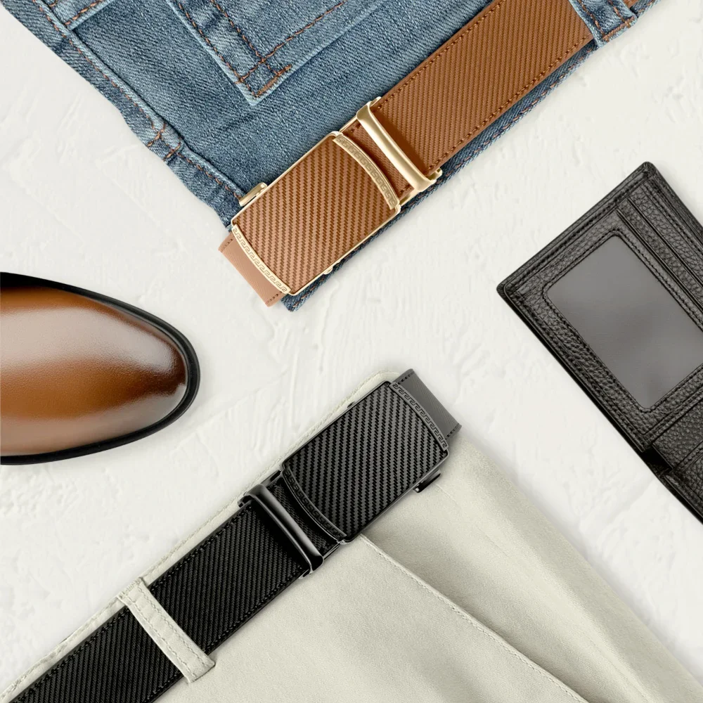 Men Belts Leather Waist Strap Male Automatic Buckle 2