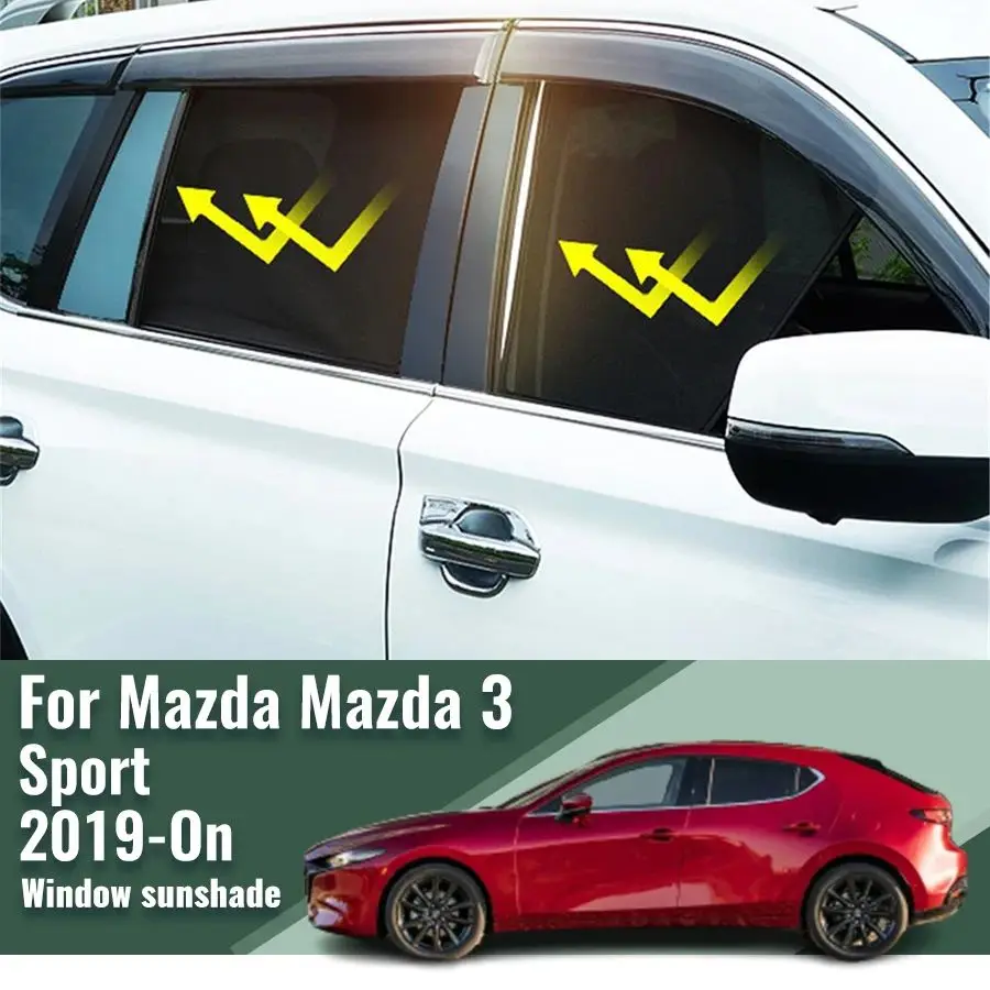 

For Mazda 3 Sport Hatchback 2019-2023 2024 Car Sunshade Magnetic Front Windshield Curtain Rear Side Window Sun Shade Visor