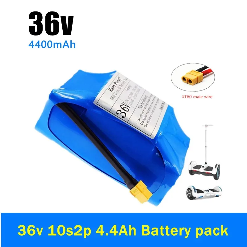 36V 10s2p 4400mAh 18650 lithium battery pack, used for electric self balancing scooter air cushion board single car XT60 plug