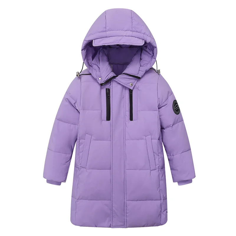 2025 Winter-Daunenjacke für Mädchen mit Kapuze, winddicht, verdickt, warm, Teenager-Mädchen, lange Daunenjacke, Mantel, 5–14 Jahre, Kinder-Parkas, Oberbekleidung – Detail 3