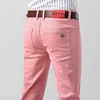 Men's Colorful Denim Stretch Stretch Jeans New Elastic Yellow Pink Red Slim Male Clothing Simple Business Denim Trousers 3