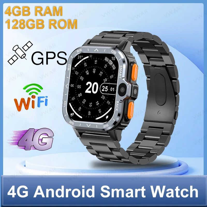 4G Android Smart Watch with Google Play NFC 4G+128G Wifi Dual Camera
