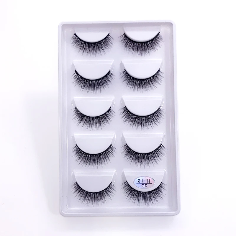 5 pairs Nature False Eyelashes Soft 3D faux Mink Eyelashes Short Curled Natural Eyelashes Hand-made Delicate Lashes makeup tools