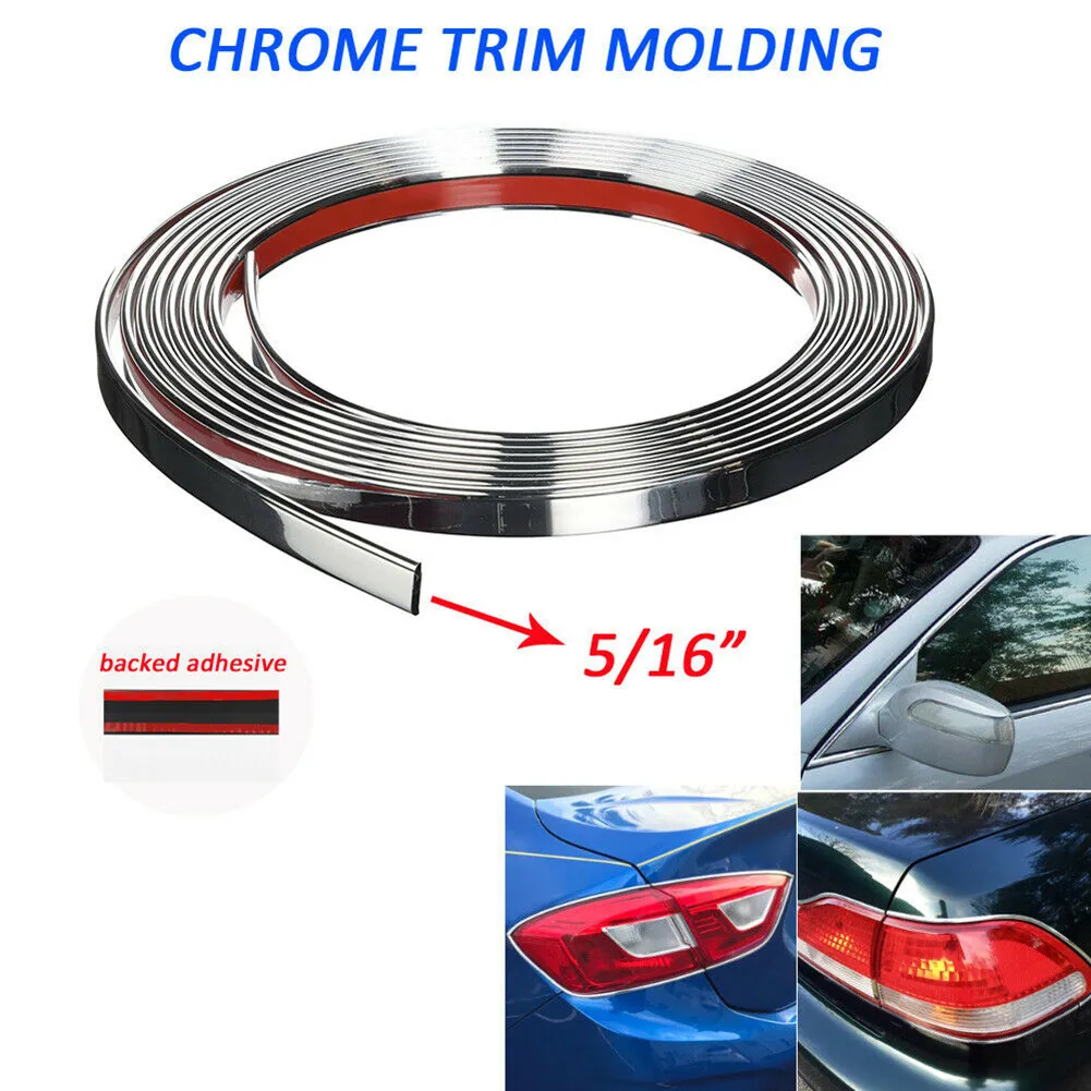 2M 8MM Car Door Chrome Moulding Trim Strip Edge Scratch Guard