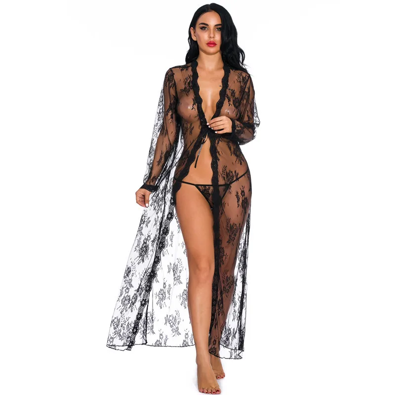 Women Robe Sexy Lace Bridesmaid Robes Long Sleeve Bathrobes Femme Nightie Gown Kimono Women's Pajamas Wedding Sleepwear PINK