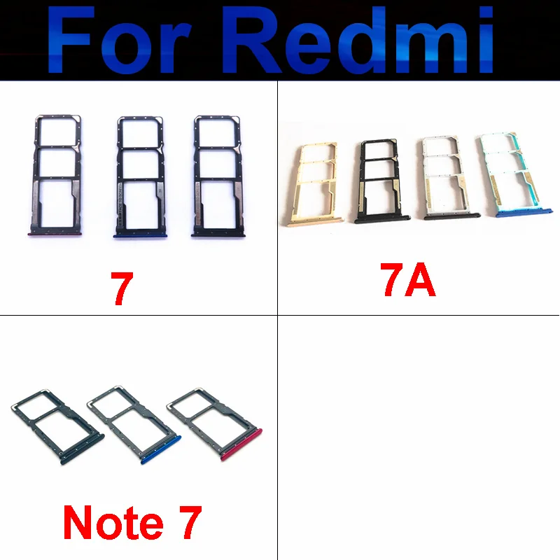 

SIM Card Tray Holder For Xiaomi Redmi Red Rice 7 7A Memory Sim Card Reader Slot Socket Adapter Repair Parts For Redmi Note 7 New