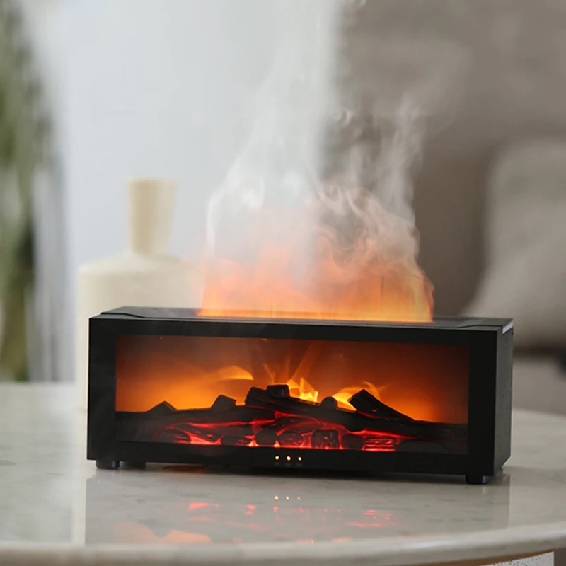 Fireplace Aroma Diffuser Creative Flame Humidifier Waterless Auto-Off Protection with Remote and Realistic Fireplace Night Light 2