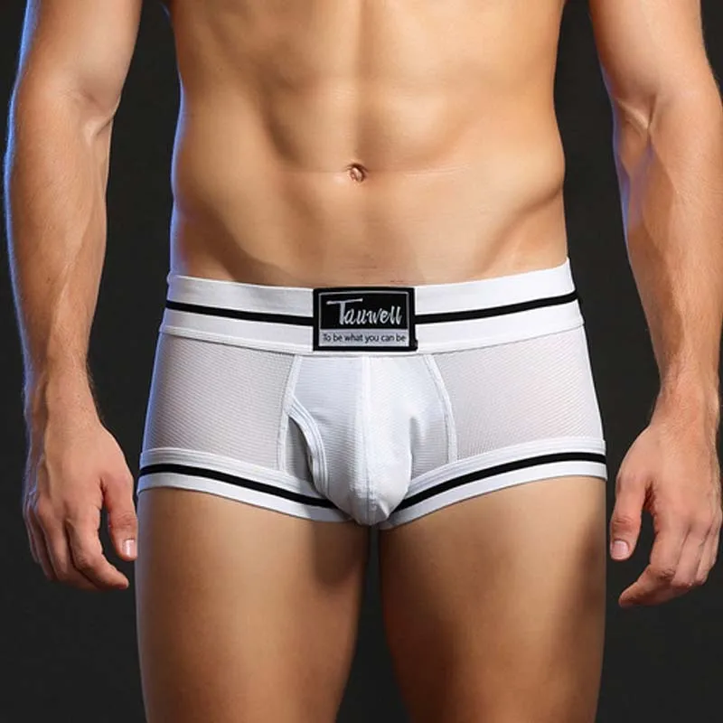 High Quality Men Boxers Underwear Sexy Bulge Pouch Men Panties Low Waist Penis Hole Man Boxershorts Fashion Wide Belt Underpants 2