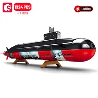 SEMBO 1324pcs Military Series Strategic Nuclear Submarine Assemblage Building Blocks MOC Torpedo Weapons Model Bricks Toys Gifts 1