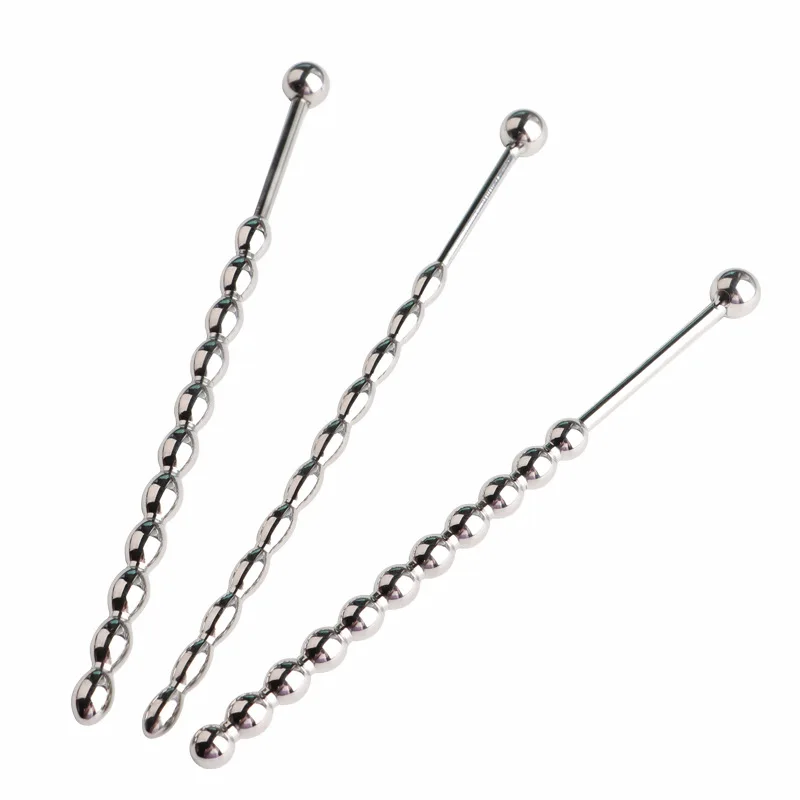 Gourd shape Metal Beads Penis Plug Stainless Steel Urethral Catheter Urethra Dilation Sounding Sex Toy Beaded Insert Rods